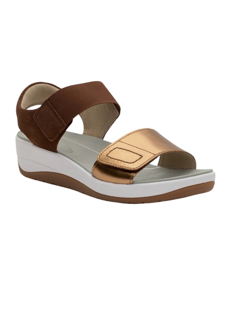 Ara Newport Sandals Metallic Brown Suede Gold Size 39 US 9